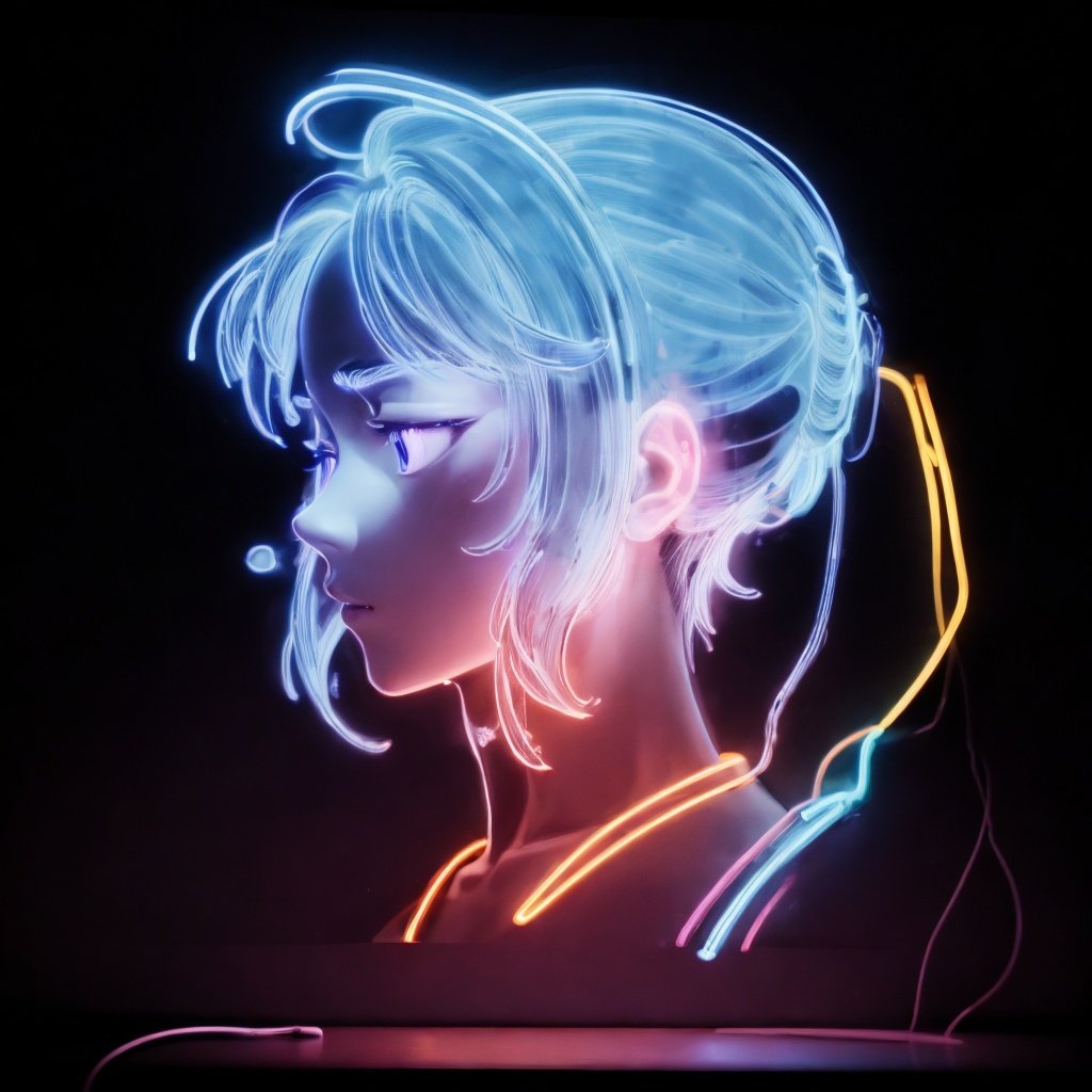 <lora:nihongdengV2:0.8>nihongdeng,light,no humans,(Black background:1.45),Neon Light,colorful light,delicate  face