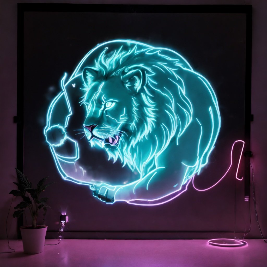 <lora:nihongdengV2:0.8>nihongdeng,light,,(Black background:1.45),Neon Light,colorful light,lion