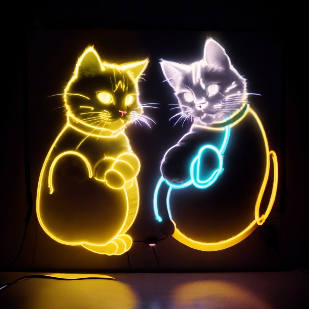 <lora:nihongdengV2:0.8>nihongdeng,light,,(Black background:1.45),Neon Light,colorful light,cat