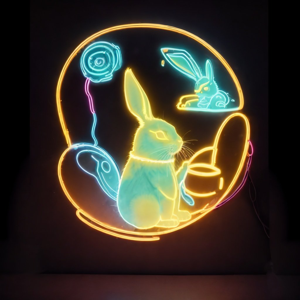 <lora:nihongdengV2:0.8>nihongdeng,light,,(Black background:1.45),Neon Light,colorful light,rabbit 