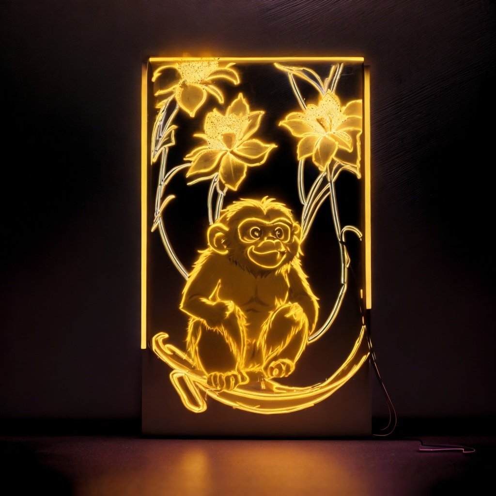 <lora:nihongdengV2:0.8>nihongdeng,light,,(Black background:1.45),Neon Light,colorful light,no humans,flower,monkey, 