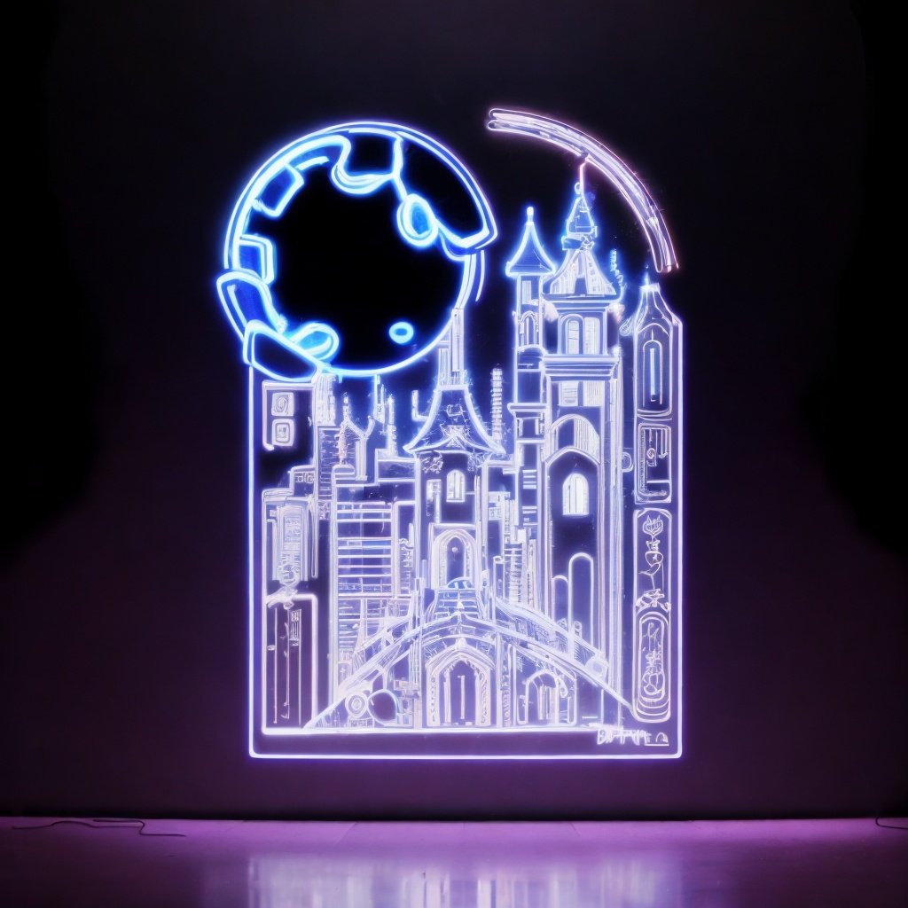 <lora:nihongdengV2:0.8>nihongdeng,light,no humans,(Black background:1.45),Neon Light,colorful light,castle