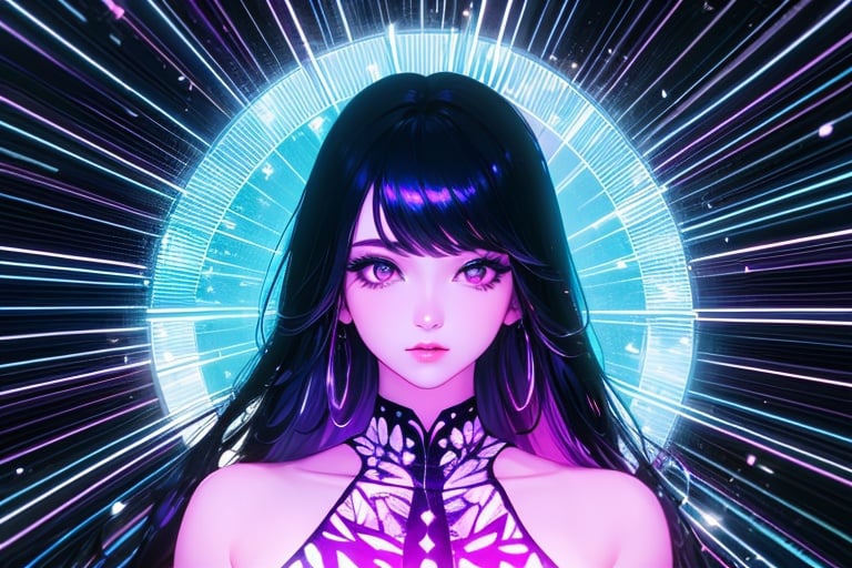 (masterpiece, top quality, best quality, official art, beautiful and aesthetic:1.2), , extreme detailed,(fractal art:1.3),colorful,highest detailed,Dreamy Atmosphere,Bright color,Complete clothes.
(1girl:1.5), goddess, pink dress, purple clothes, magnificent, luxurious, small breast,(Butterfly:1.3),
Upper body close-up, edge virtual focus, diffuse reflection,( ray of light)
[painted in the style of Glitch art],
(neon light:1.1)