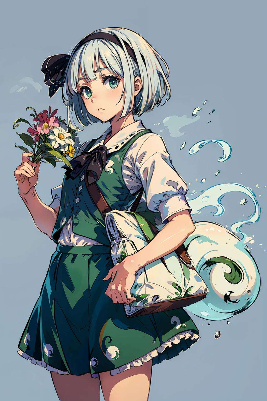 masterpiece, best quality, <lora:youmu:1>,1girl, konpaku youmu, simple background, 