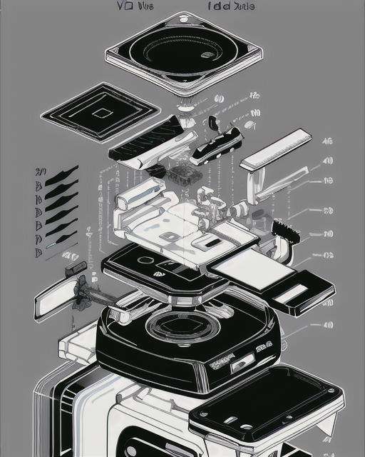 <lora:拆解:1>Disassembly diagram of a machine