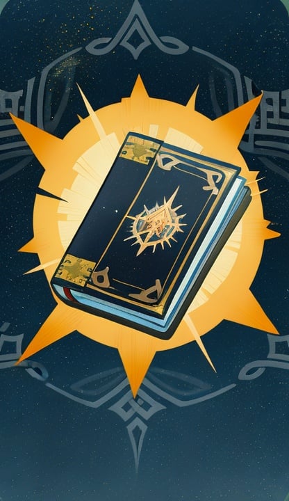 Weapon Cards, book,no humans,starry sky, <lora:Genius_Invokation_TCG_Weapon_Cards:0.7>