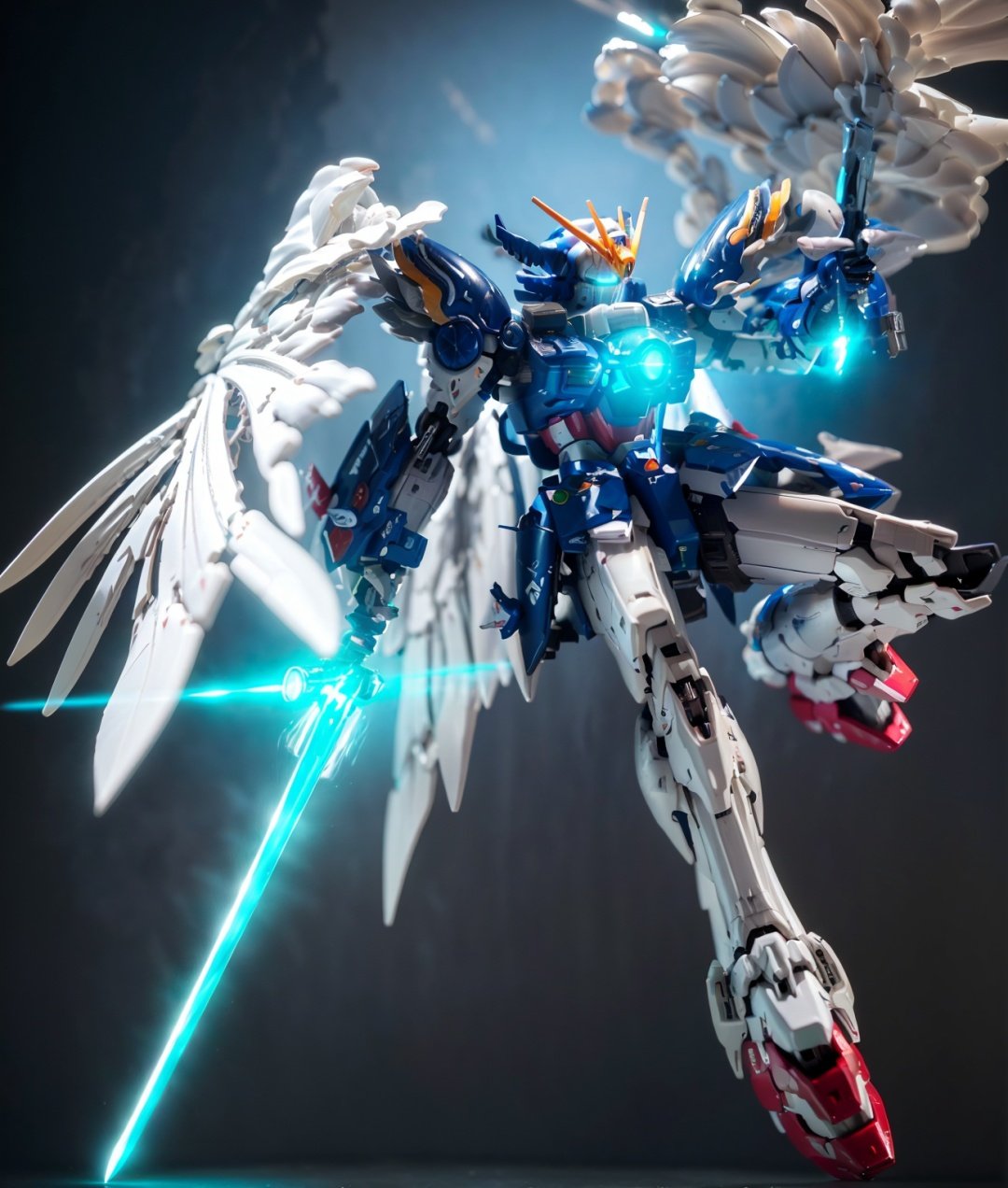 ((best quality)), ((masterpiece)), (detailed),highres,close up,mecha,side view,wings,(glowing eyes),glowing sword, <lora:飞翼零式:0.8>