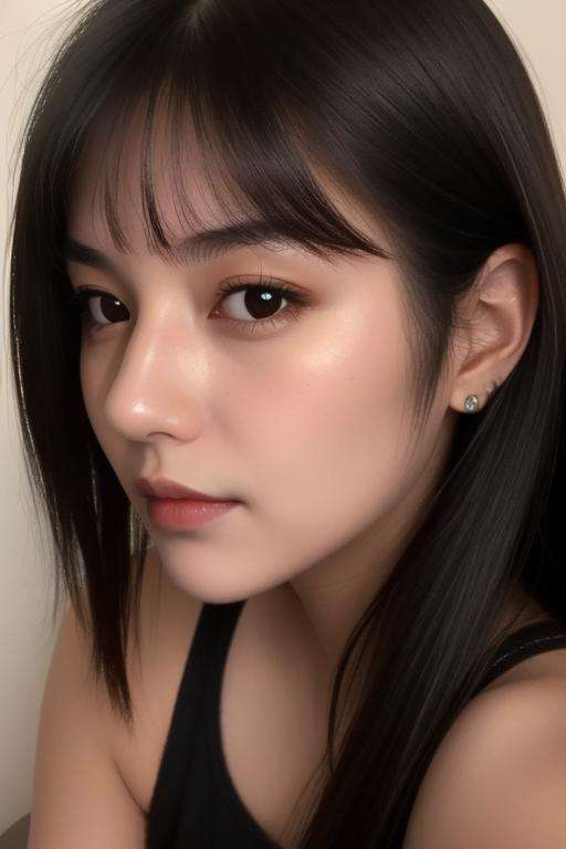 (masterpiece), (extreme close up), side view, best quality, (photorealistic:1.3), 1woman, vonzy selfie wearing black top, at night, front view, realistic skin, <lora:isnot.vonzy.v2:1.1>, (round face), side bangs hair, black medium hair, realistic skin texture, vivid lighting, detailed face  <lora:add_detail:0.2> cheering, human skin texture