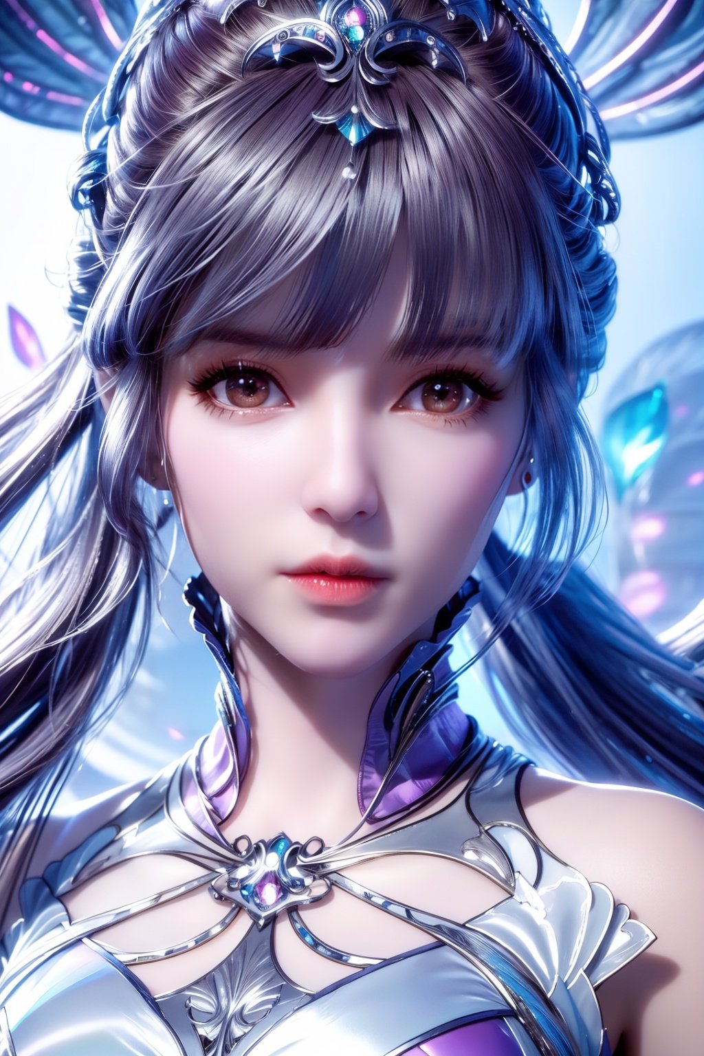 (Hyper Real), (illustration), (high resolution), (8K), (Very detailed), (Best Illustration), (Beautiful detailed eyes), (Best quality), (Super detailed), (Masterpiece), (the wallpaper), (Detailed face), Solo, (Dynamic pose), 1girl,jewelry,wings,dress,crystal,Peacock feathers,1 girl,yuyao,xwhd