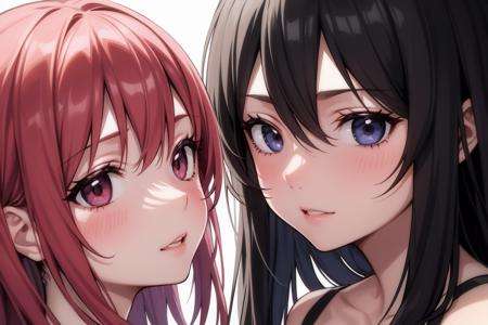 face, skin, detailed face(((2girls))),