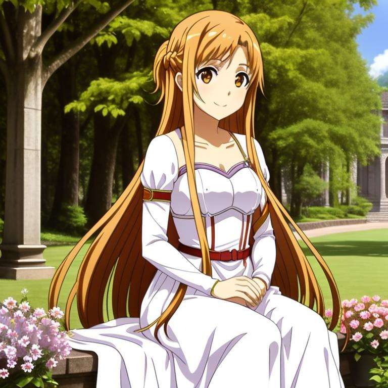 <lora:yuuki_asuna:0.65> 1girl, yuuki_asuna,solo, fantasy, sunshine,looking away, best quality, scenery ,gender smile, wearing dress, flowers