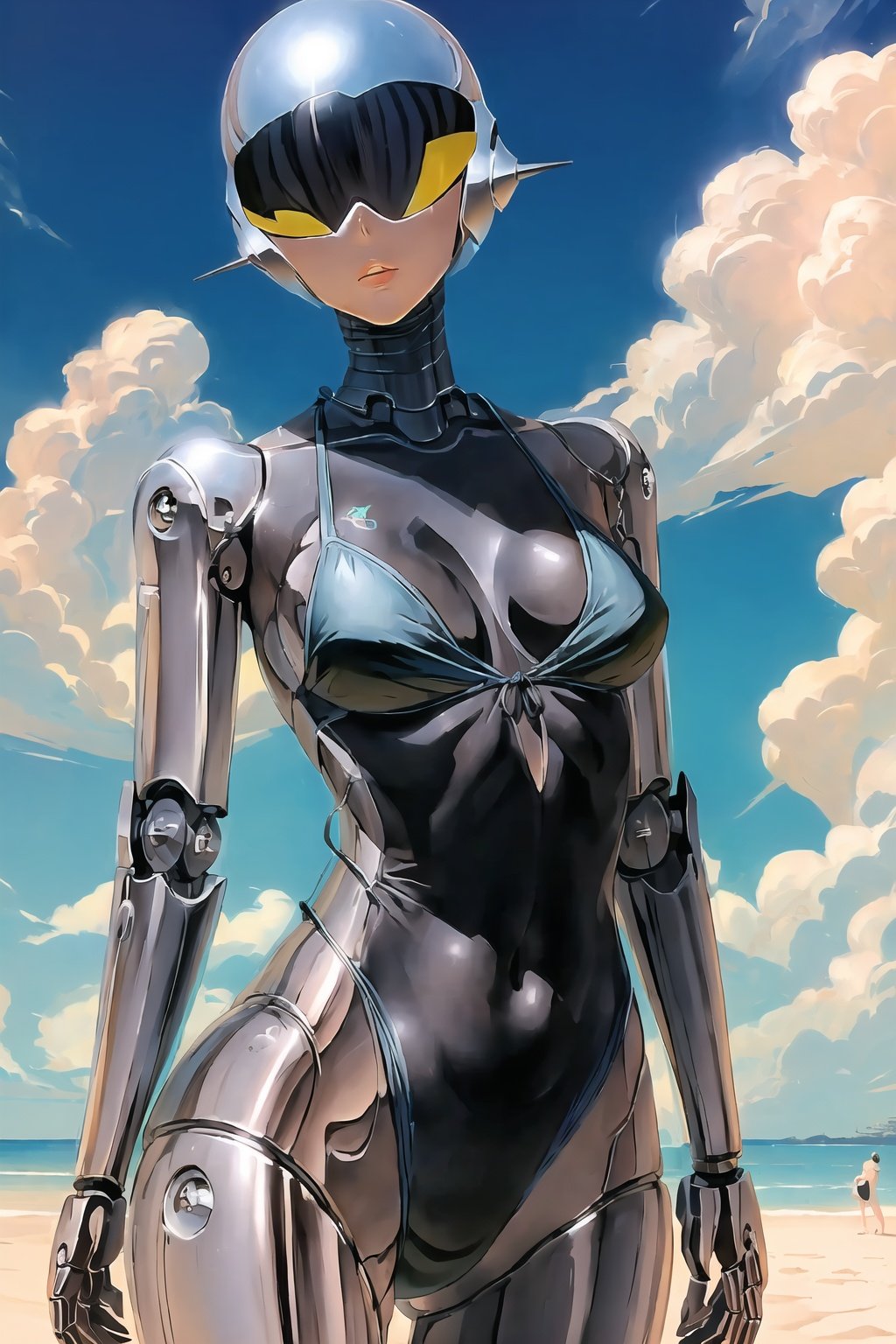 <lora:kongshanjibot_20230616000833-000018:0.9>,kongshanjibot,1girl,robot,masterpiece,best quality,summer,swimwear,metal skin,