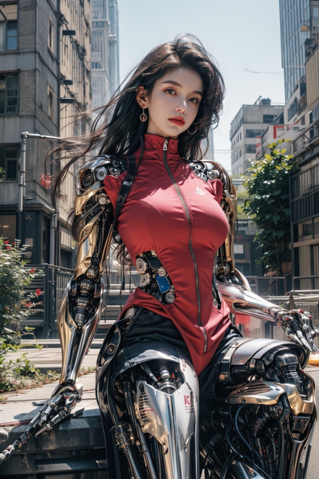 ((Masterpiece)), ((best quality)), 8K, high detailed, ultra-detailed,
A sensual and beautiful woman in a Japanese mecha-inspired fashion,
1 woman, ((flowing dark hair)), ((piercing gaze)), ((sleek mecha armor with intricate designs)), ((mechanical limbs and gadgets with glowing lights)), surrounded by a post-apocalyptic cityscape with towering skyscrapers in ruins, overgrown vegetation, and the remnants of shattered robotic enemies strewn across the landscape,
photography,
(huge breasts:1.2),(bodybuilder:1.1),machinery, Mecha,spread leg,SPREAD LEGS,1girl, shirt_lift,AGAINST GLASS