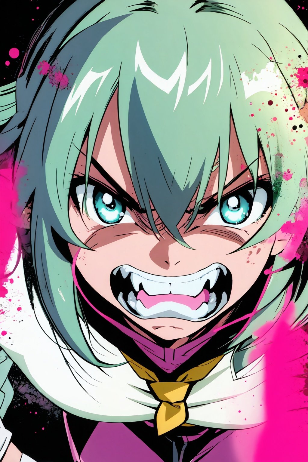 style of Jim Lee, anime girl, veryangry, high expression, huge  emotion, clenches teeth, vivid colors