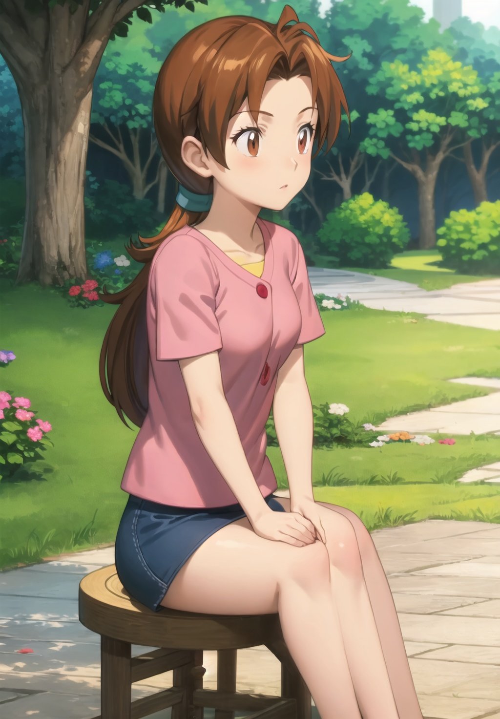 <lora:Delia-08:0.7> Delia_Ketchum 1girl, solo, sitting, looking_down,crossed_legs, crossed_arms, masterpiece, high quality, best quality,