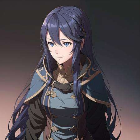 FE13, FE16, FE13-Style, Fire Emblem, Fire Emblem Awakening, sunrise, light top left, Lucina, 1 girl, Blue hair, Blue eyes, Teenager, Very Long Hair, Streaked Hair, Dark Blue Hair, (Happy:1.2)