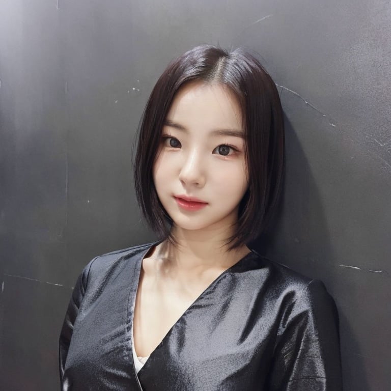 sohee, 1girl, detailed eyes, detailed iris, detailed face, (upper full body:1.2), ((straight on:1.3)), beautiful hair, (looking at the viewer:1.2), wearing black jacket, beautiful face, beautiful expression, (medium breast:1.2), (photorealistic:1.3), high quality, highres, realistic, <lora:sayhello0o-alicesohee:0.87>, (short hair:1.2), cute