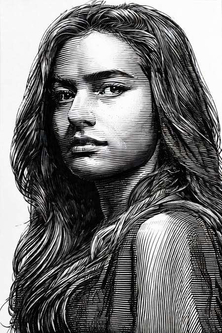 penink,masterpiece, best quality,1girl,standing, long hair,cold face, upper body,portrait, (front),monochrome, greyscale, 