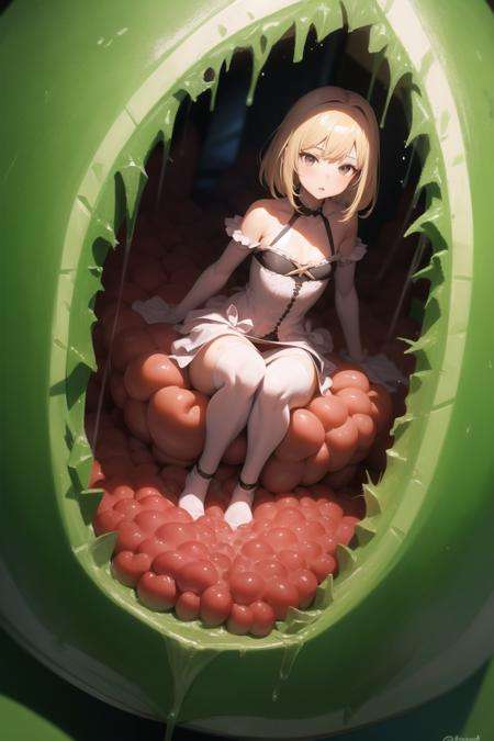 <lora:inside_creature_v0.1:1> 1girl, inside creature, inside watermelon,, masterpiece, best quality, highly detailed