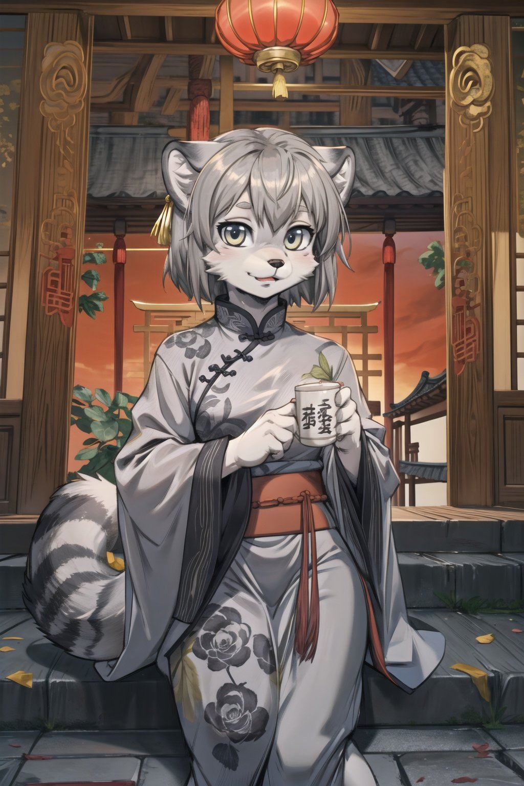 masterpiece, best quality,(furry girl:1.3)hdr,8k,hires,extremely detailed CG unity 8k wallpaper,outline,manul,tusun,indoorsillustration,absurdres,grey hair,cloudy sky,chinese clothes,ancient china temple,looking at viewer<lora:Manul:0.7> <lora:EnvyBeautyMix25:0.6> <lora:EnvyBeautyMix37:0.5> <lora:add_detail:0.5>