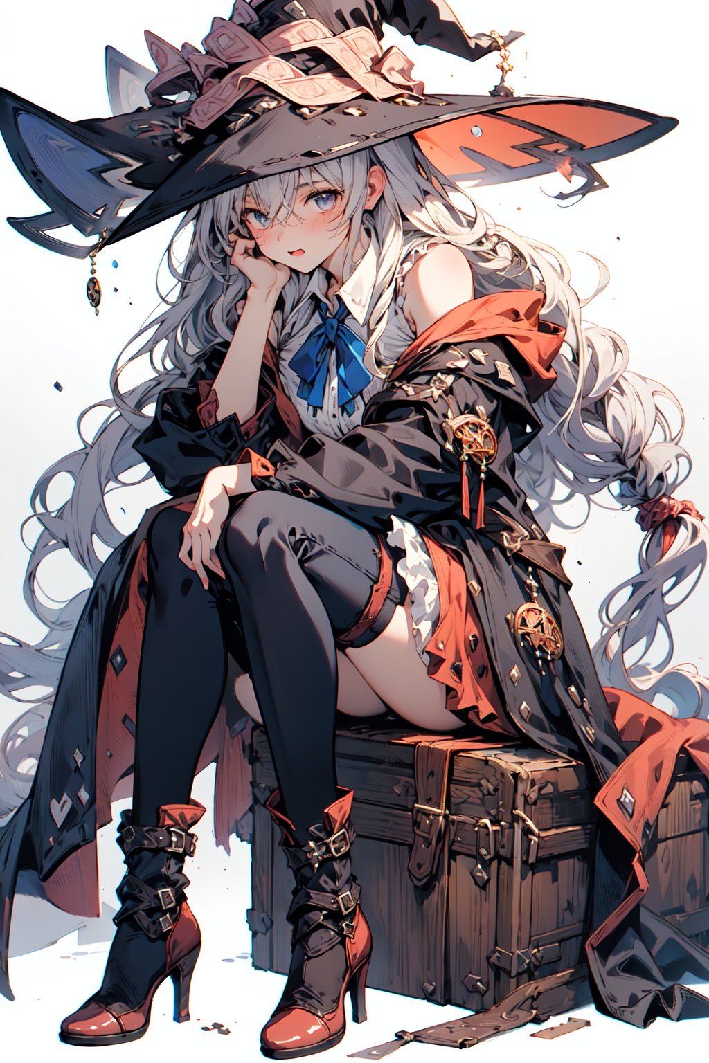 [(white background:1.5)::5], (imid shot:0.95), (full body:1.25),(masterpiece:1.2), best quality,game cg,Elaina,witch hat, <lora:fantasy_20230707233406-000012:0.9>