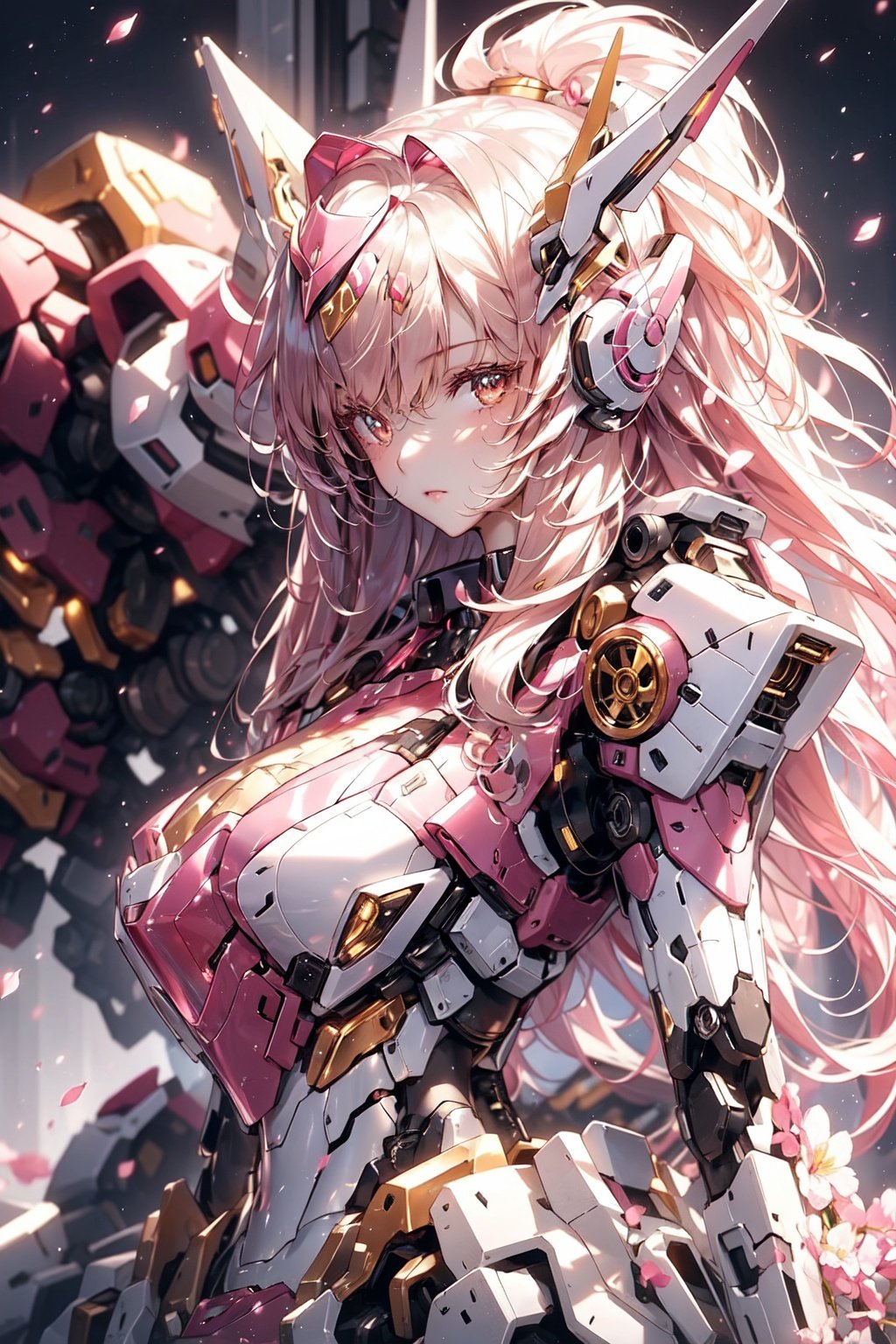 1girl, dramatic lighting,Pink Mecha,Honey Mecha