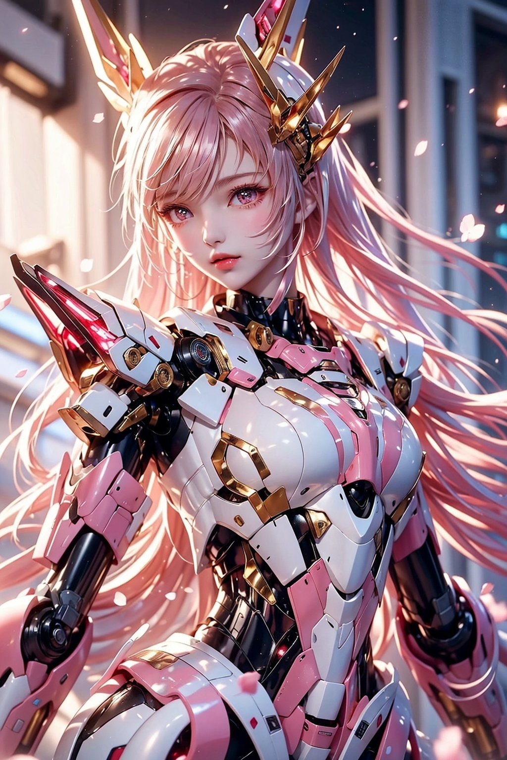 1girl, dramatic lighting,Pink Mecha,Honey Mecha