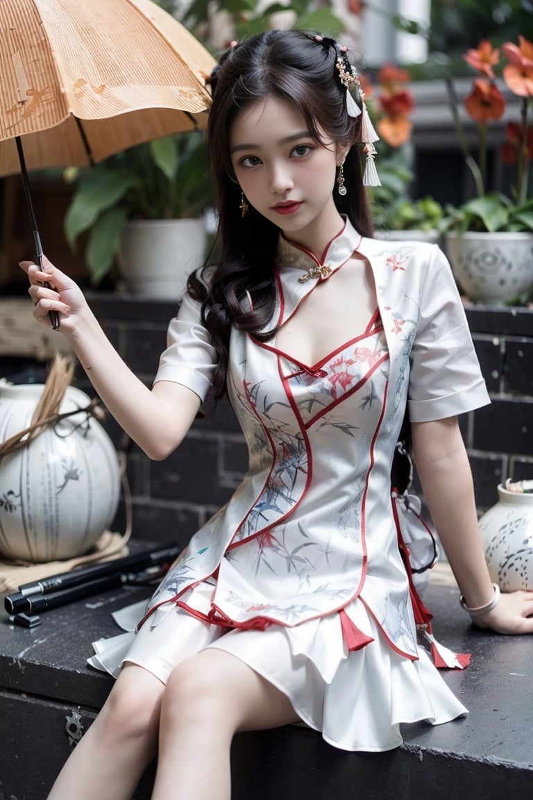 (masterpiece),(best quality:1.2),official art,(extremely detailed CG unity 8k wallpaper),(photorealistic:1.4),1 girl,wearing dress,(cleavage:0.8),new chinese style,<lora:NEWdress_V2:1>,