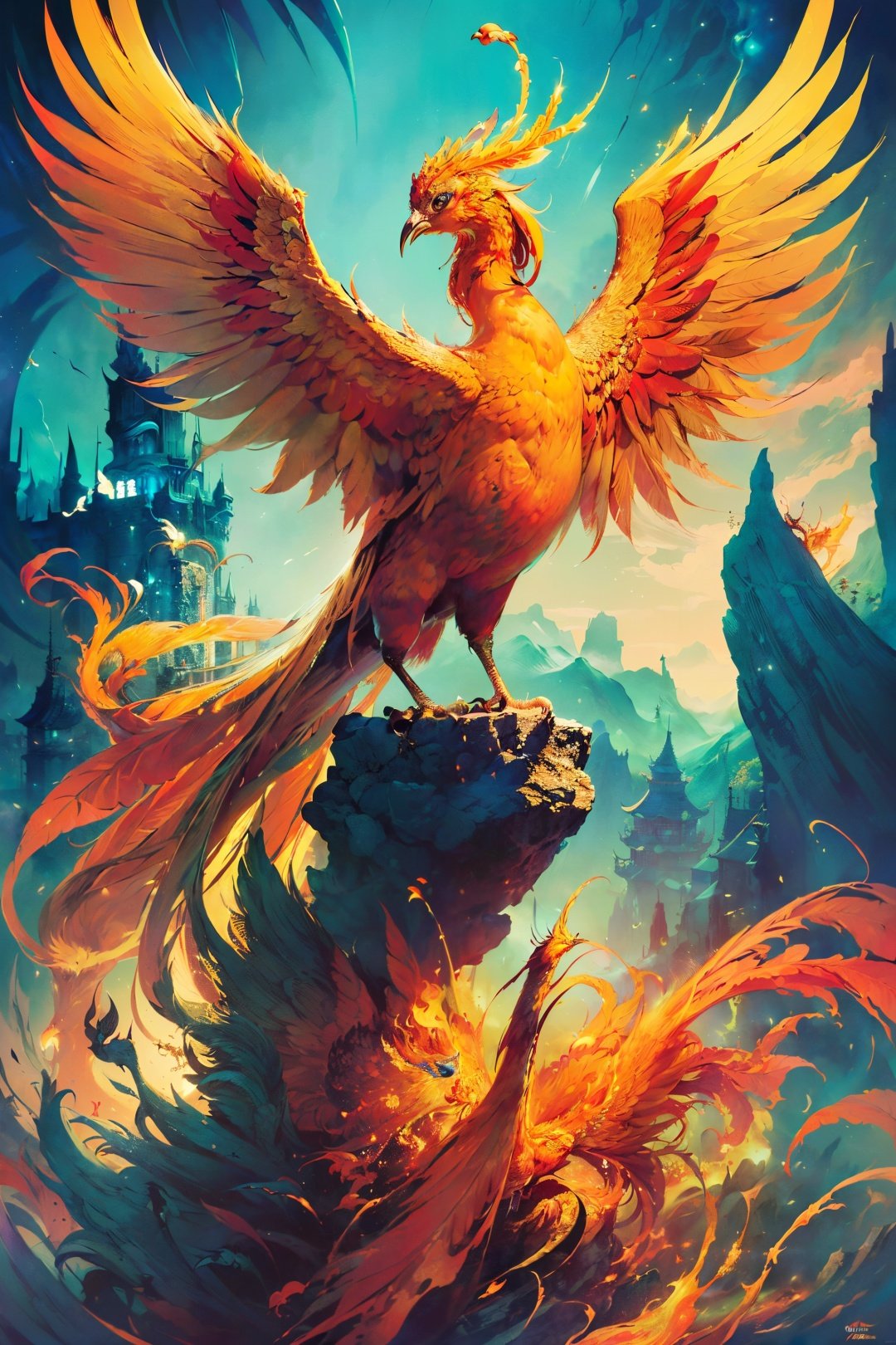 (masterpiece, top quality, best, official art, beautiful and aesthetic:1.2),(masterpiece, top quality, best quality, official art, beautiful and aesthetic:1.2),(masterpiece, top quality, best quality, official art, beautiful and aesthetic:1.2),(fenghuang),(phoenix),bird,fire, <lora:phoenix_v1.0:0.5>,