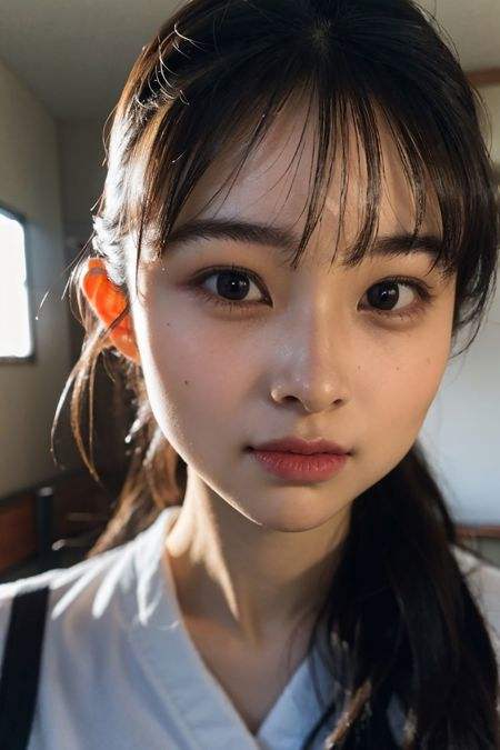 a photo of chinatsumura, 18 year old girl in the classroom, close up, <lora:chinatsumura-11:0.9>, (intricate details:0.8), (hdr, hyperdetailed:1.2), close up