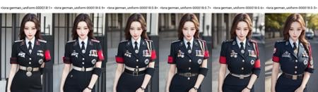 (8k, RAW photo, best quality, masterpiece:1.2), (realistic, photo-realistic:1.37),\(ulzzang-6500-v1.1\),\(detailed eyes\), \(detailed facial features\), \(\(detailed clothes features\)\), (upper body),(large breasts),(face focus),extremely detailed CG unity 8k wallpaper, huge filesize, ultra-detailed, highres, absurdres,beautiful eyes,ray tracing, dramatic shadows,fine detail,dramatic angle,high saturation,lens flare,(standing),soft light,Detailed skin texture, detailed clothing texture,looking at viewer,1girl, solo,red armband,badge, necktie,light blush,(smile face,happy),solo, <lora:german_uniform-000018:1> german/(military uniform/),short pencil skirt,Monica Bellucci, 