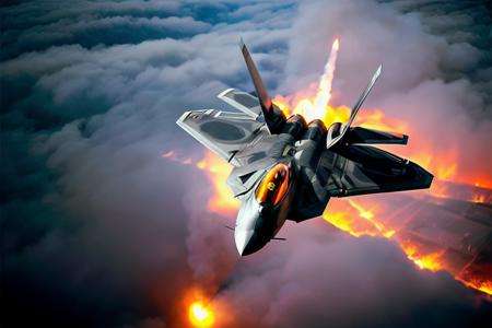analog gloomy aerial photo of a (F-22Raptor plane, <lora:r4pt0r:1>), ((nighttime)), (flying low through a city on fire), (explosions in the background), (tracer gunfire),  High Detail, Sharp focus, (photorealism), realistic, best quality, 8k, award winning, dramatic lighting, epic, cinematic, masterpiece, rim light, (action movie), war,  depth of field, dutch angle, motion blur,