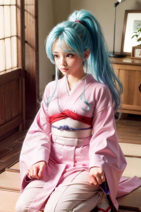 masterpiece, best quality,masterpiece, best quality,1girl,kneel,sleeves past wrists,japanese clothes,long clothes, colgs,kimono