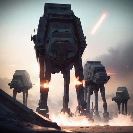 analog gloomy photo of a Star Wars ((AT-AT robot, <lora:st4rw4ar54t4t:1>)), (horror movie), ((nighttime)), (in a decayed dilapidated city), explosions in the background, fire on the floor, shooting lasers, High Detail, Sharp focus, (photorealism), realistic, best quality, 8k, award winning, dramatic lighting, epic, cinematic, masterpiece, rim light, ambient fog:1.3, dutch angle, depth of field, volumetric lights, 