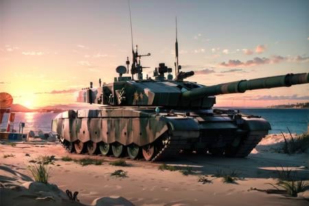 ((masterpiece,best quality)),tank, ultra-detailed , extremely detailed CG unity 8k wallpaper,outdoors, ( beach, ocean:1.3), 