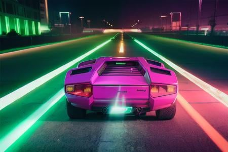 analog gloomy photo of an iridescent yellow Lamborghini Countach car,  <lora:c0unt4ch:1>, (in a race to save humanity ((at night))), neon tracks, motion blur, neon city, drifting, sliding, ((nighttime)), ((main avenue in a holographic city)), (vaporwave), retrowave, outrun, (cyberpunk), (roman sculptures in the back), lasers, lens flares, , futuristic, maximum speed, sports photography, High Detail, Sharp focus, (photorealism), realistic, best quality, 8k, award winning, dramatic lighting, epic, cinematic, masterpiece, rim light, ambient fog:1.5, dutch angle, wide angle lens, ,