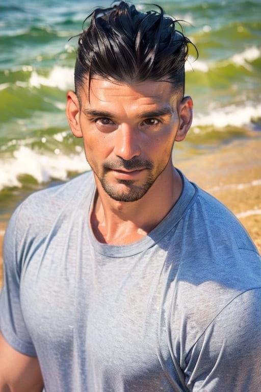 1man, handsome frank grillo,
upper body, medium shot, beach, 
(ultra detailed, detailed face, masterpiece)