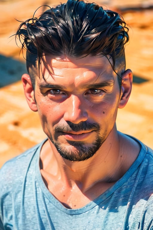 1man, handsome frank grillo,
beach, 
(ultra detailed, detailed face, masterpiece)