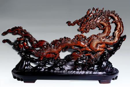 masterpiece, best quality,wood,(statue:1.2),dragon , no humans,simple background, 