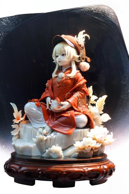 masterpiece, best quality,jadestatue,(jade:1.2),klee \(genshin impact\), 1girl,blonde hair, hat