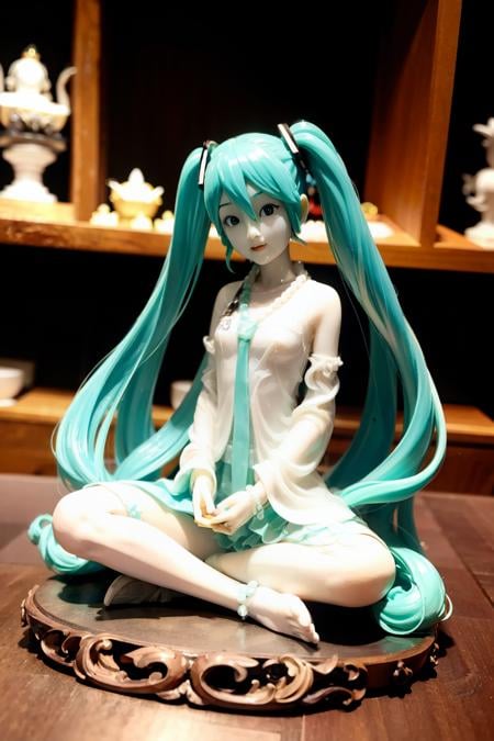 masterpiece, best quality,jadestatue,jade,statue,hatsune miku, 