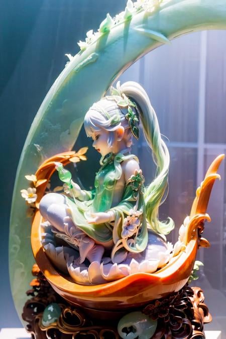 masterpiece, best quality,jadestatue,(jade:1.2),(statue:1),1girl,nahida \(genshin impact\), 