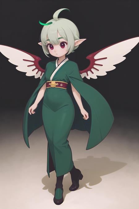 (masterpiece, best_quality, ultra-detailed, immaculate:1.3), epic, illustration, 1girl, (smart Lovecore:1.3) cute succubus, wings, full body, [:colorful, formal costume design,:0.2], official art, korean,  forest green lighting , in a  hallway, bombshell hair, white hair, Pompadour Quiff, walking<lyco:EnvyCuteMix10:1>