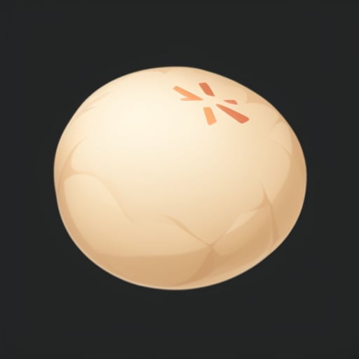 Game icon body, game icon, A steamed bun, still life, official art, well-structured, HD, 2d, game project icon, Black background, <lora:game icon institute_ecyfg:0.9>