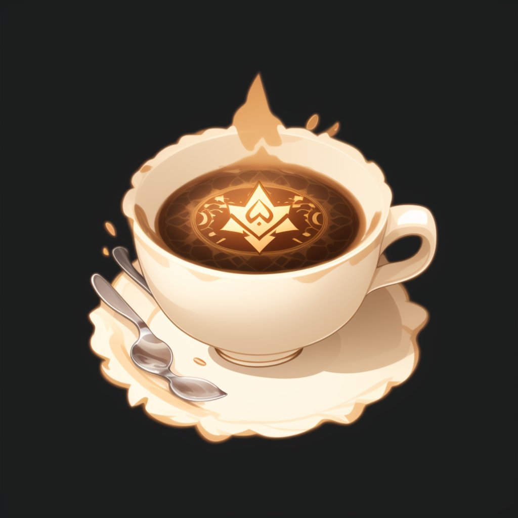 Game icon body, game icon,A beautiful coffee cup, coffee,official art, well-structured, HD, 2d, game project icon, Black background, <lora:game icon institute_ecyfg:0.9>