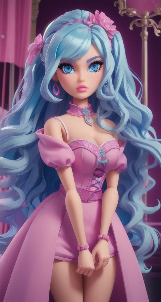 woman, solo, stripper, light blue hair, dark blue eyes, detailed face,   (puffy lips :0.9),masterpiece, professional, high quality, beautiful, amazing, gothic, , barbie