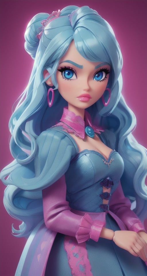 woman, solo, stripper, light blue hair, dark blue eyes, detailed face,   (puffy lips :0.9),masterpiece, professional, high quality, beautiful, amazing, gothic, , barbie