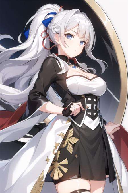 masterpiece, best quality, 1girl,(solo:1.3),standing,SaionjiKazuha,long hair,ponytail,white hair,blue eyes,