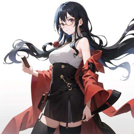 masterpiece, best quality, 1man,(solo:1.3),standing,official art, simple background, close-up,looking at viewer, OnoderaNanaha,long hair,black hair,purple eyes,glasses,huge breasts,