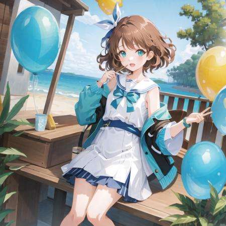 masterpiece, best quality, 1girl,(solo:1.3),standing,official art, simple background, close-up,looking at viewer, HinaMomo,short hair,brown hair,aqua eyes,ribbon,